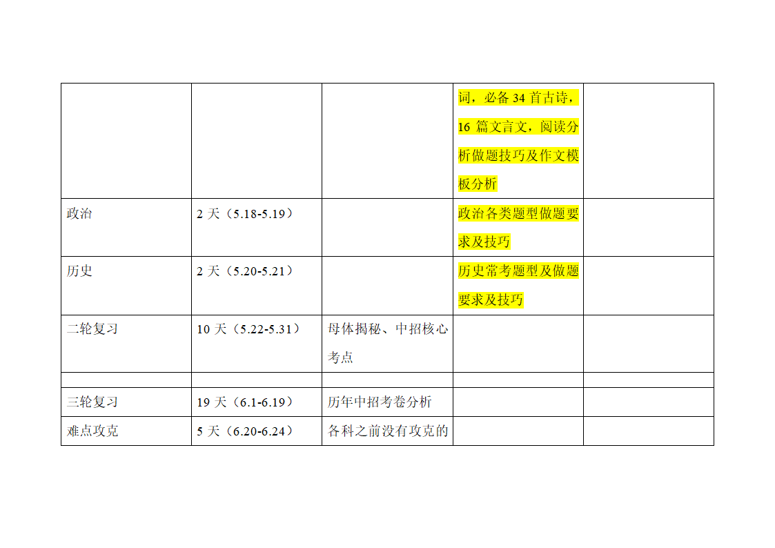 百天冲刺时间表第3页