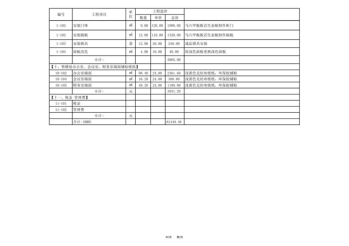 售楼处报价单123第2页