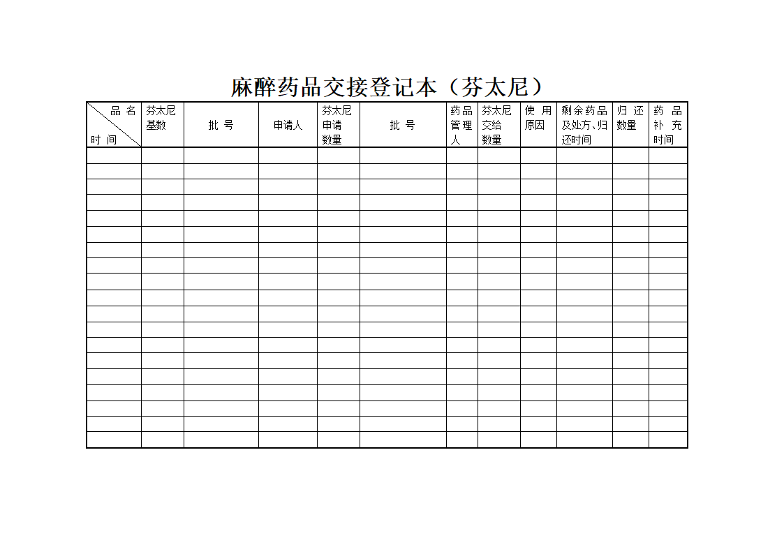 麻醉药品登记表格第2页