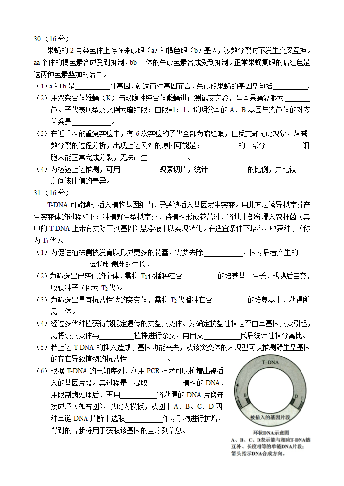 2011年高考理综生物试卷及答案(北京卷)第3页