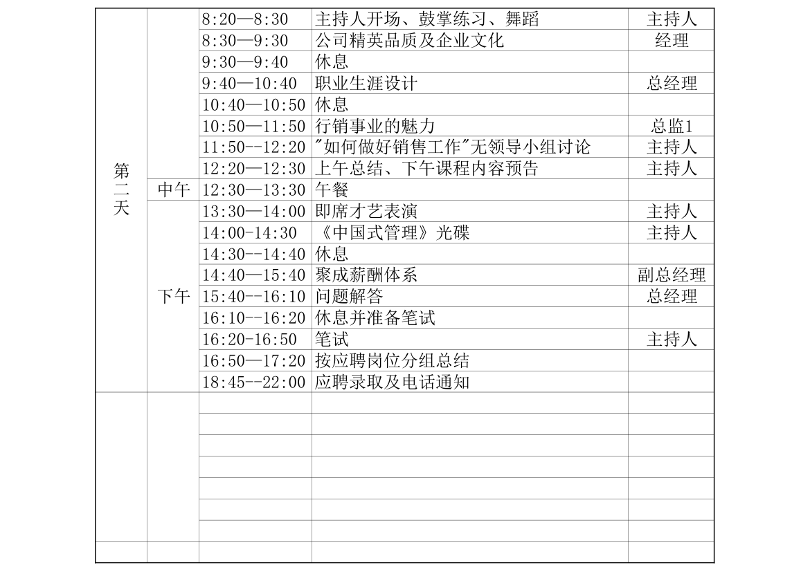 岗前培训课程表第2页