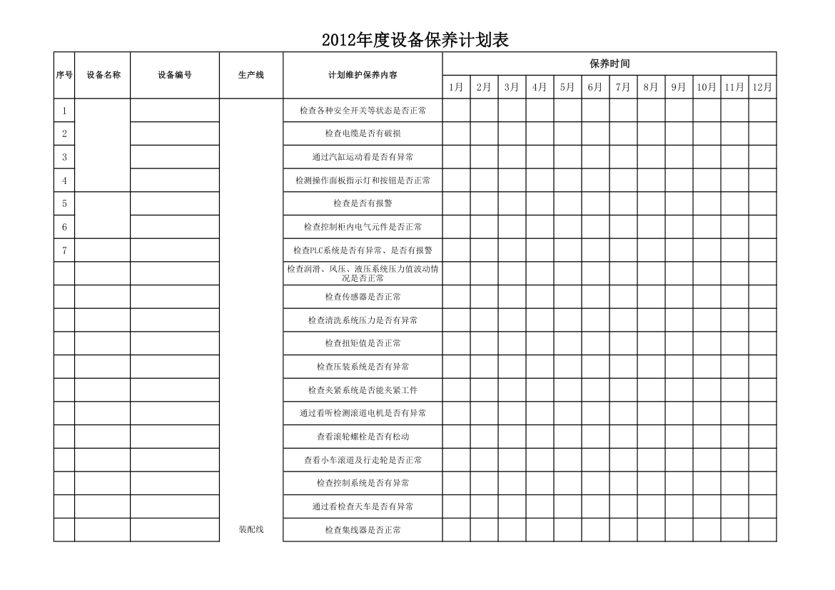 设备保养计划表第13页