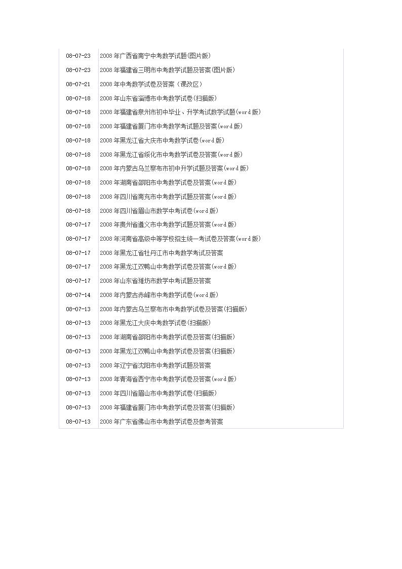 历届中考试卷及答案第2页