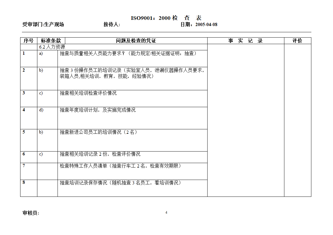 内部审核检查表第3页