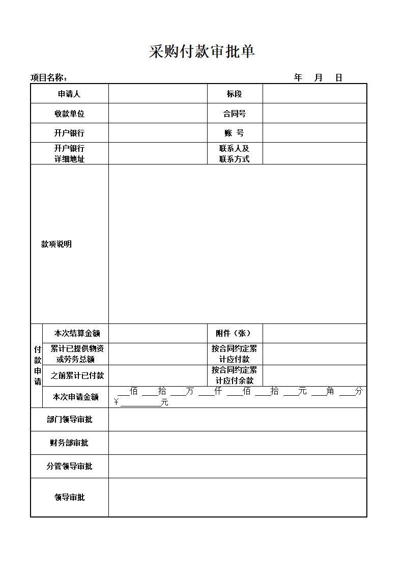 采购付款审批单模板