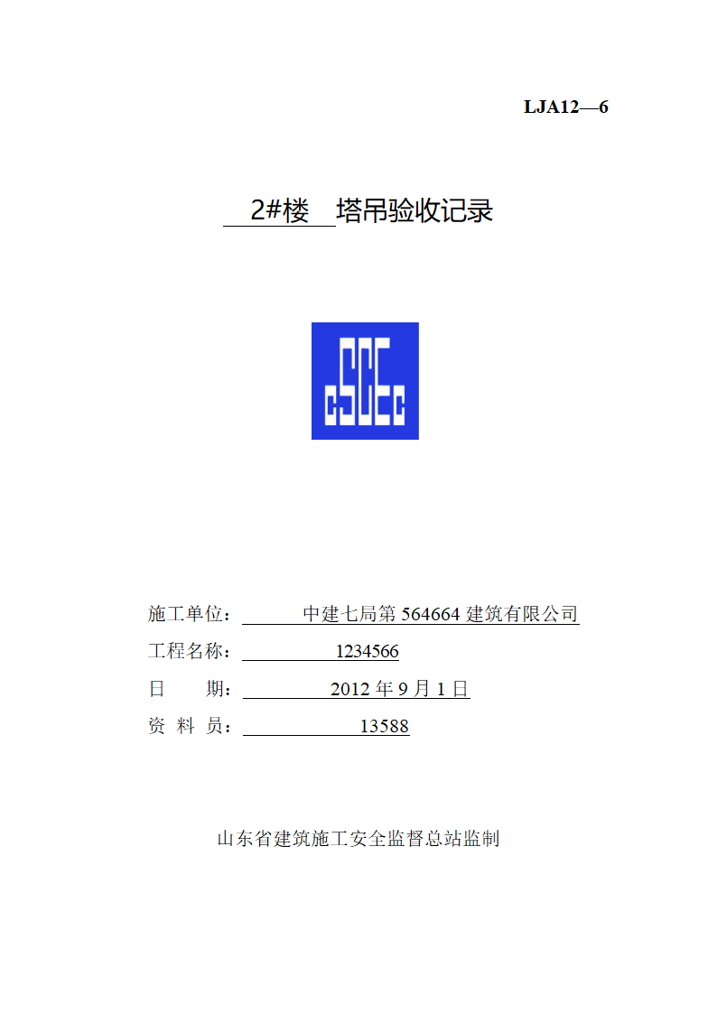 塔吊验收记录第1页