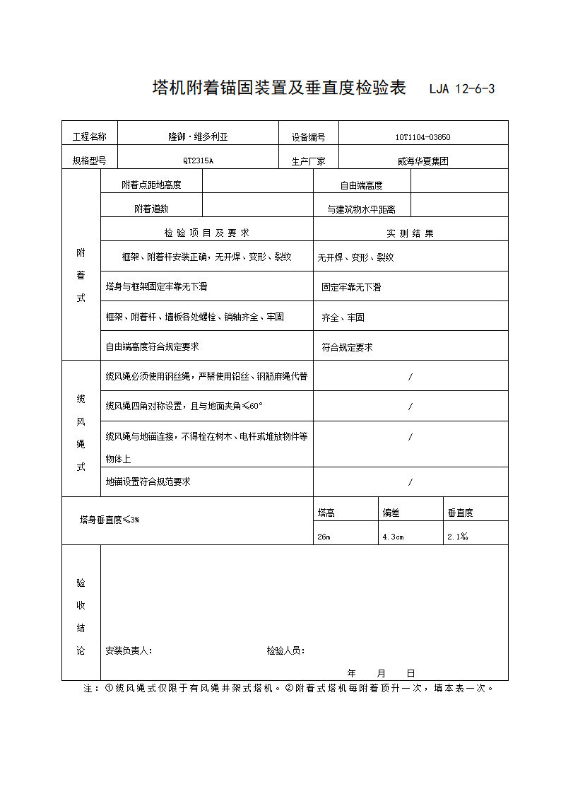 塔吊验收记录第6页