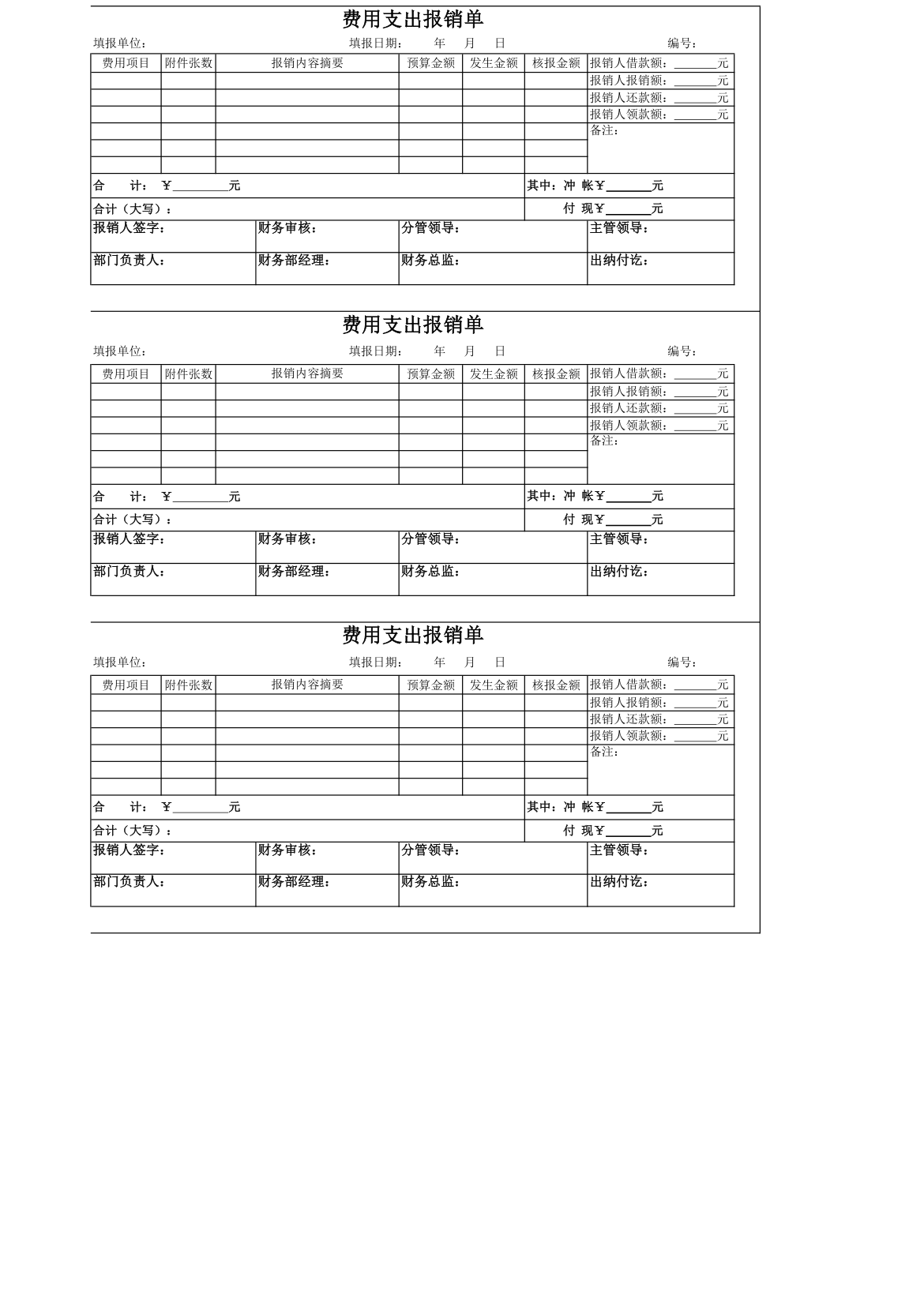 财务基础  费用报销单第1页