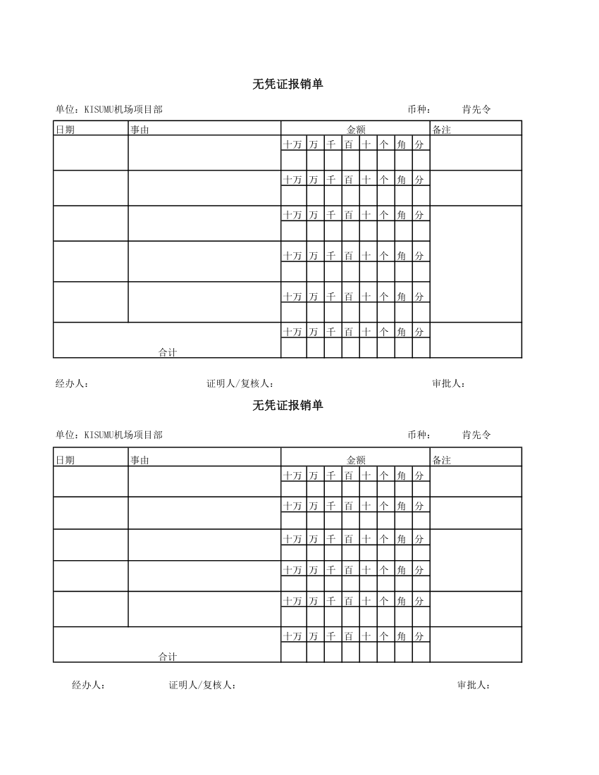 无凭证报销单第1页