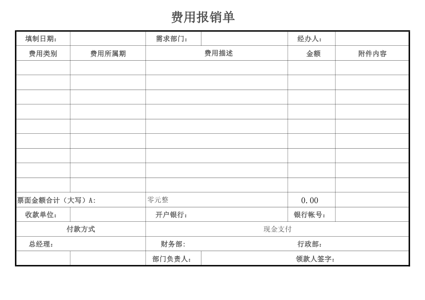 费用报销单及借支申请表