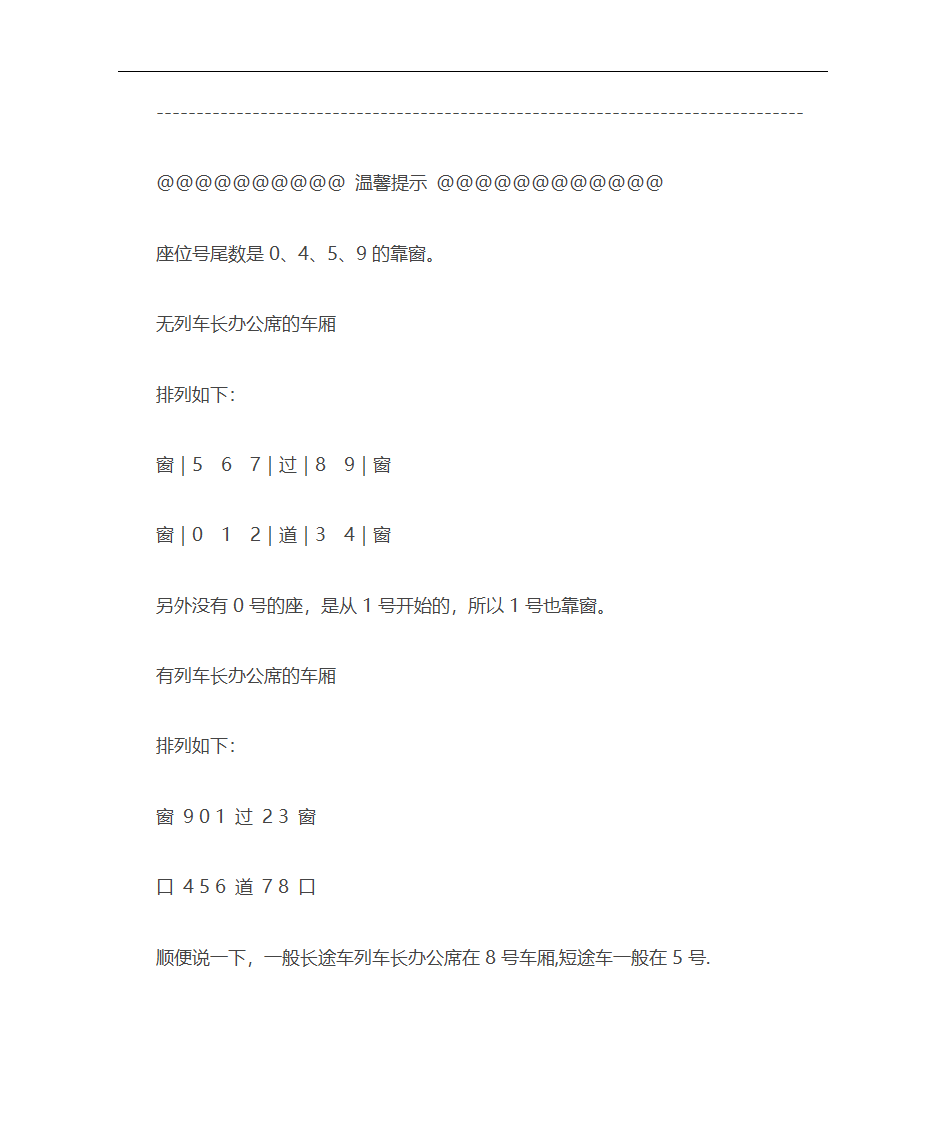 火车车厢座位分布图第11页