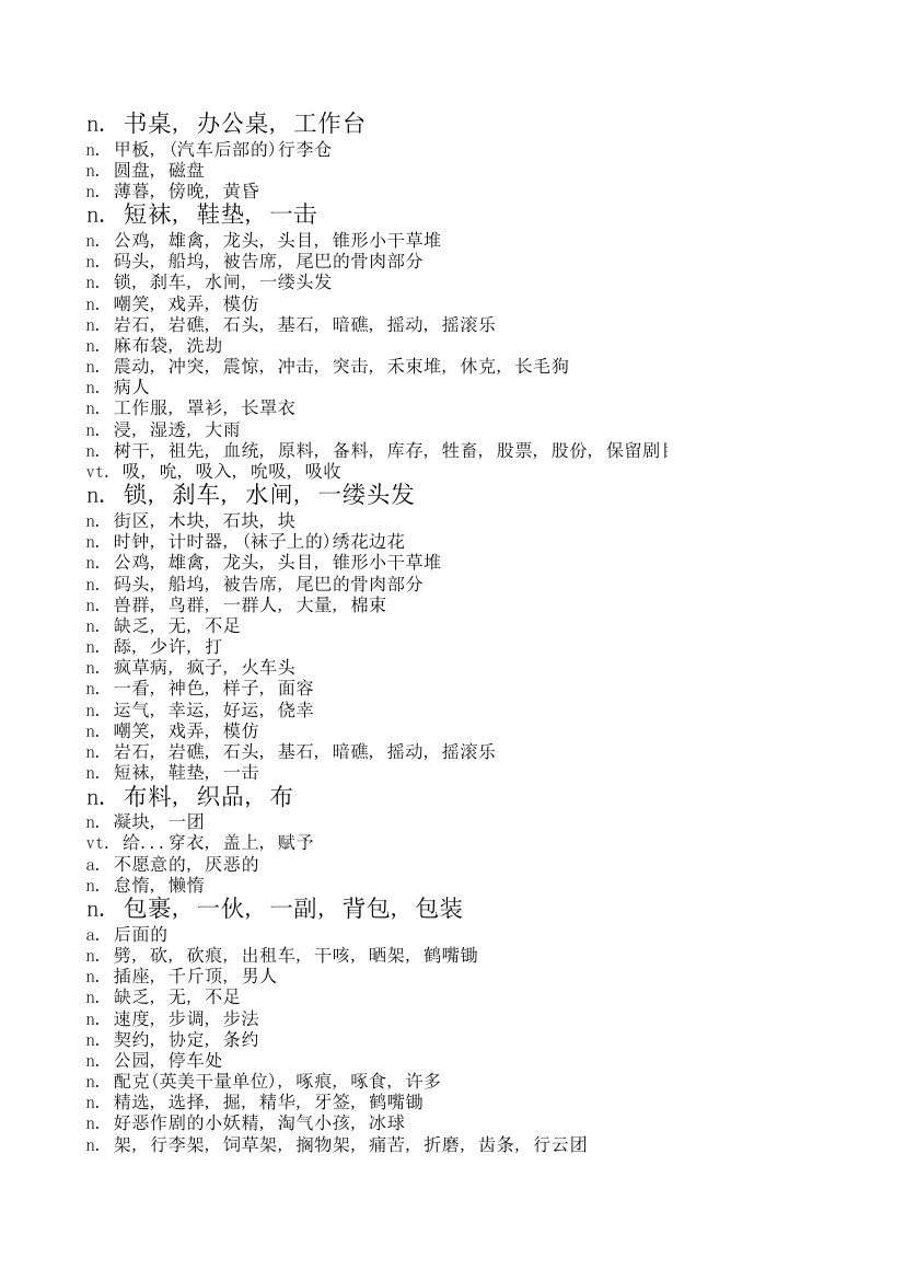 常见物品英语单词及其近似英语单词第51页