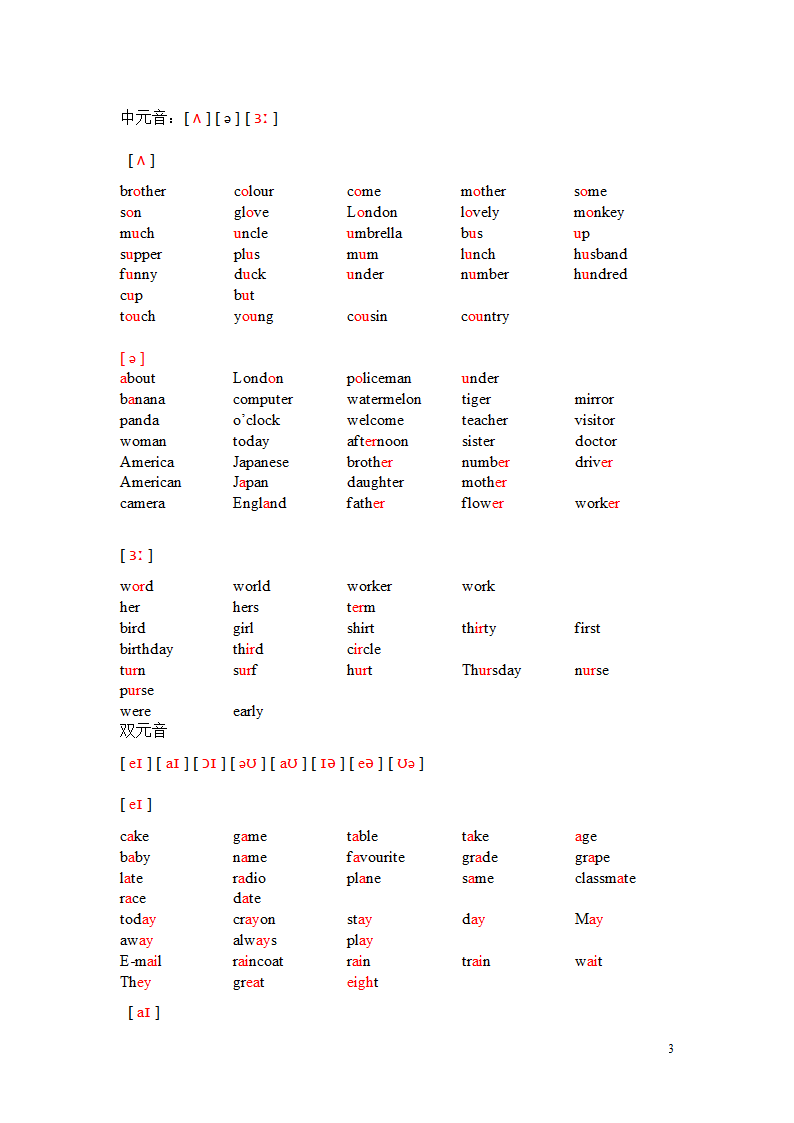 英语音标单词第3页