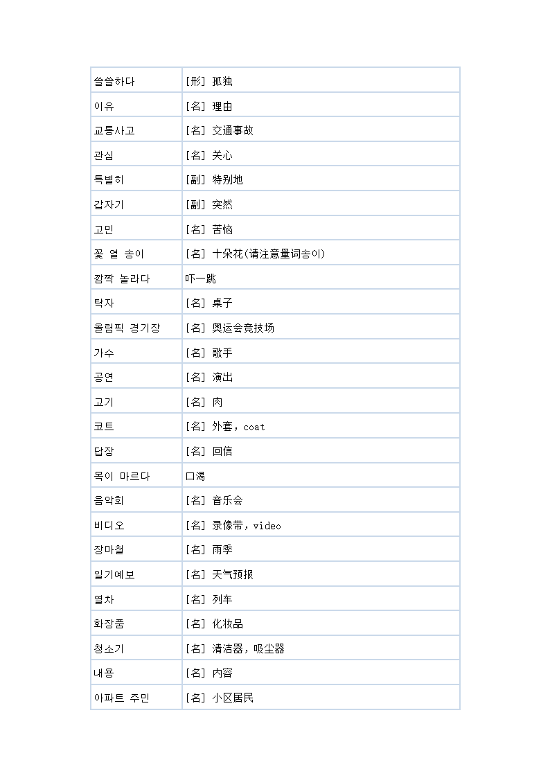 初级韩语单词第46页