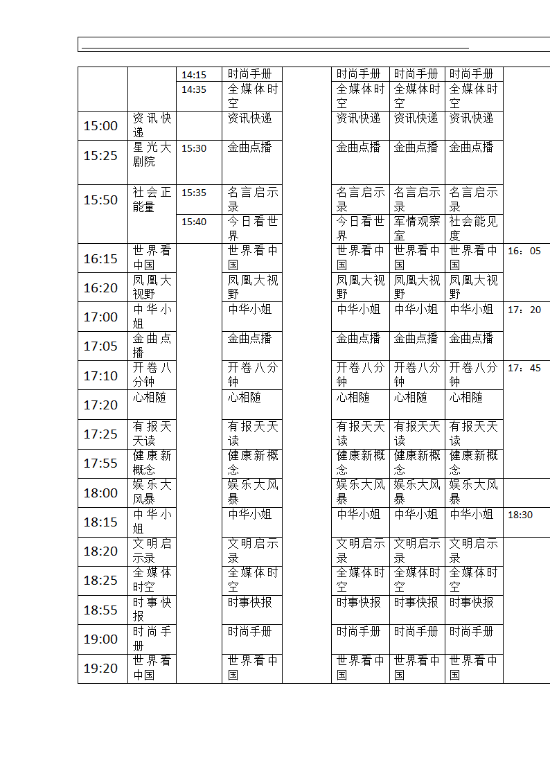 凤凰卫视节目时间表第3页