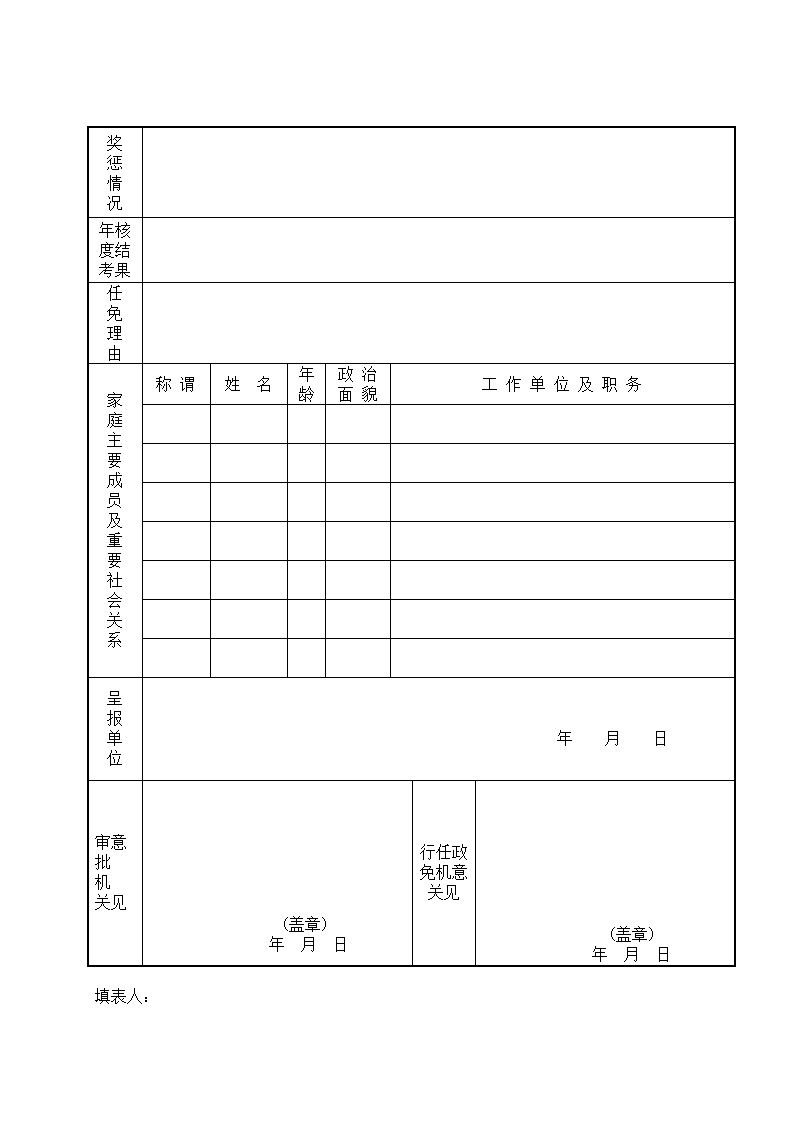 干部任免审批表第2页