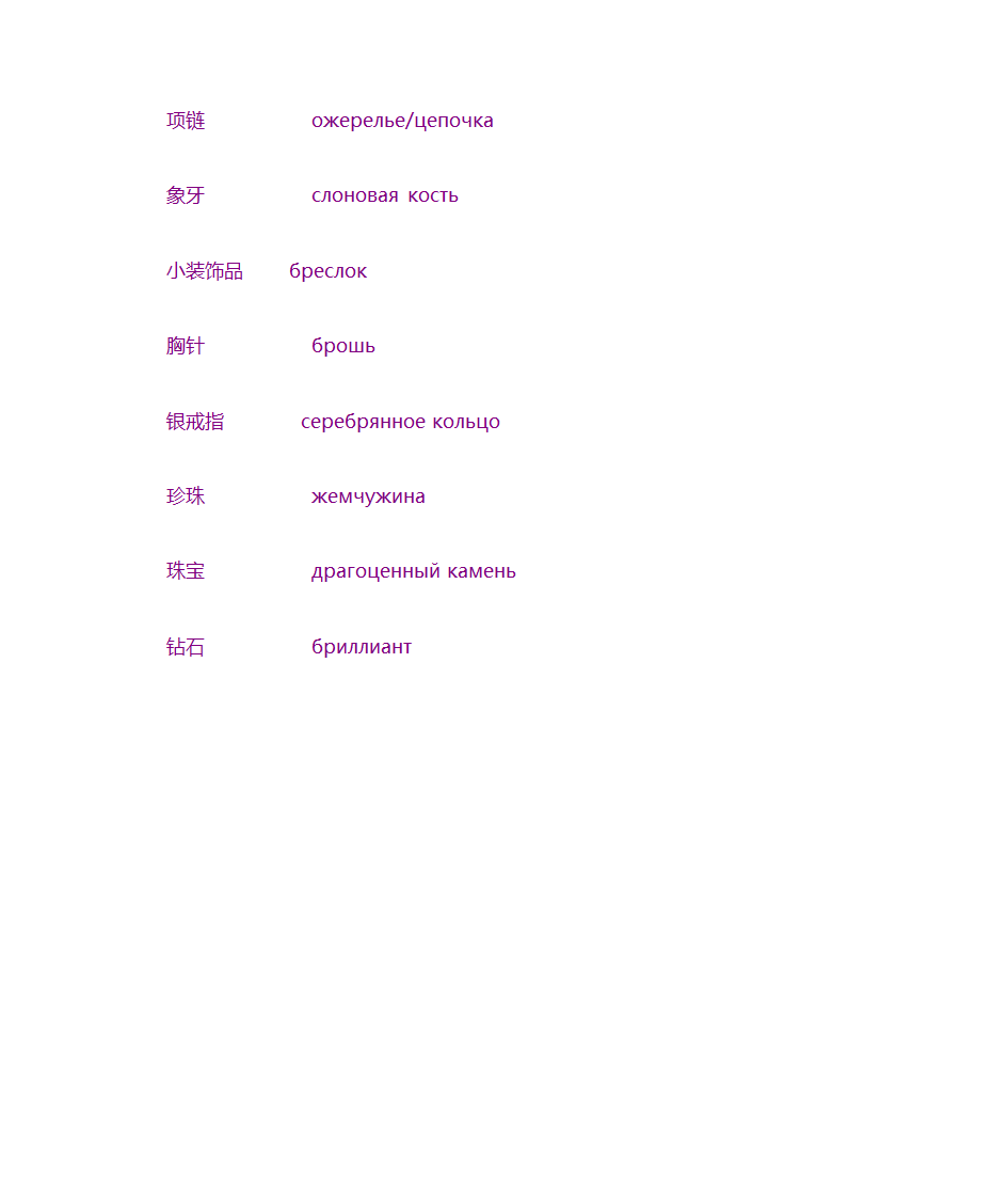 珠宝类俄语词汇第3页