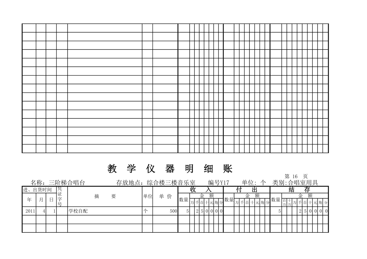 教学仪器明细账(科学样表)第15页