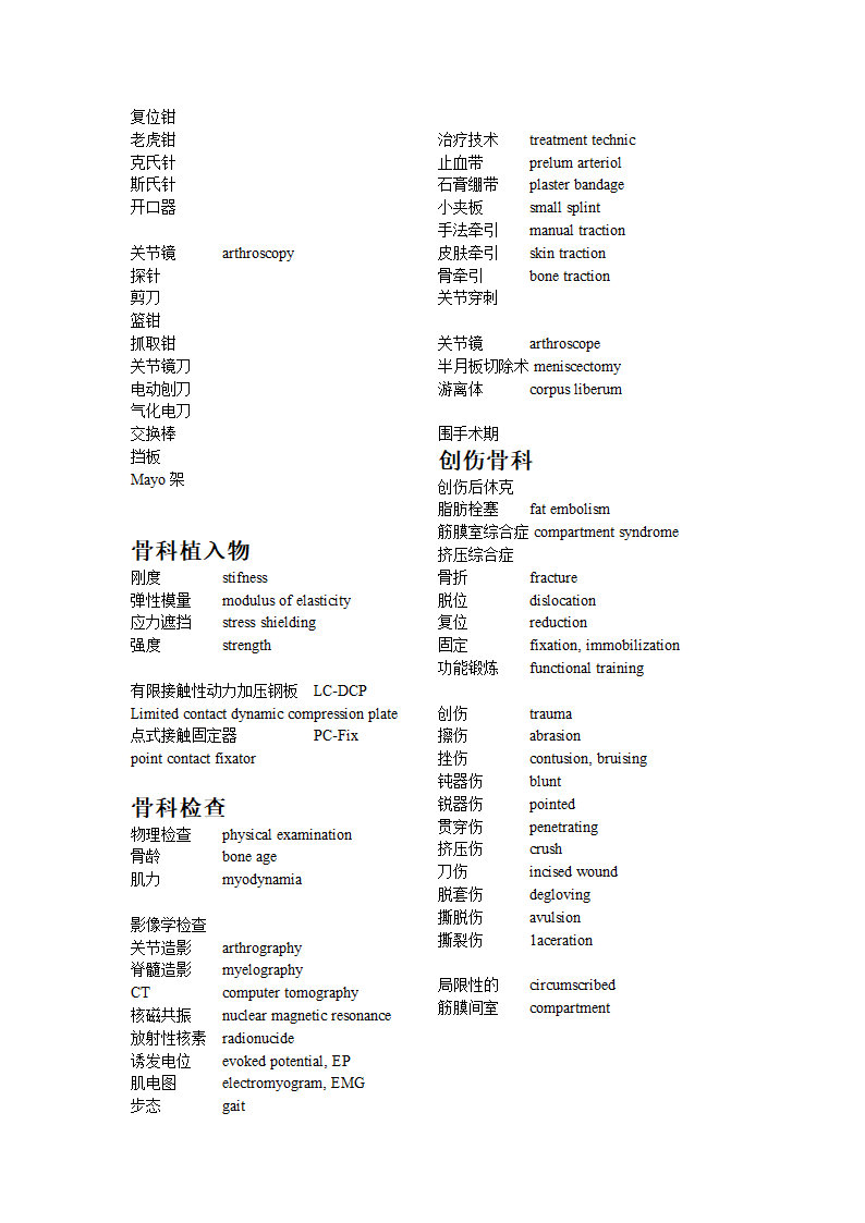 骨科英语词汇第10页