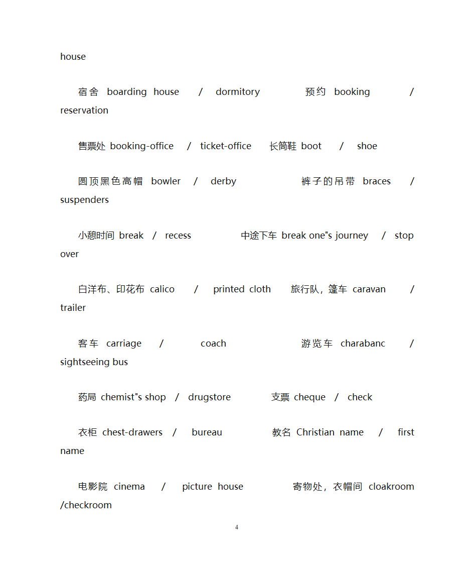 美式英语单词大全与英式英语单词对比词汇大全第4页