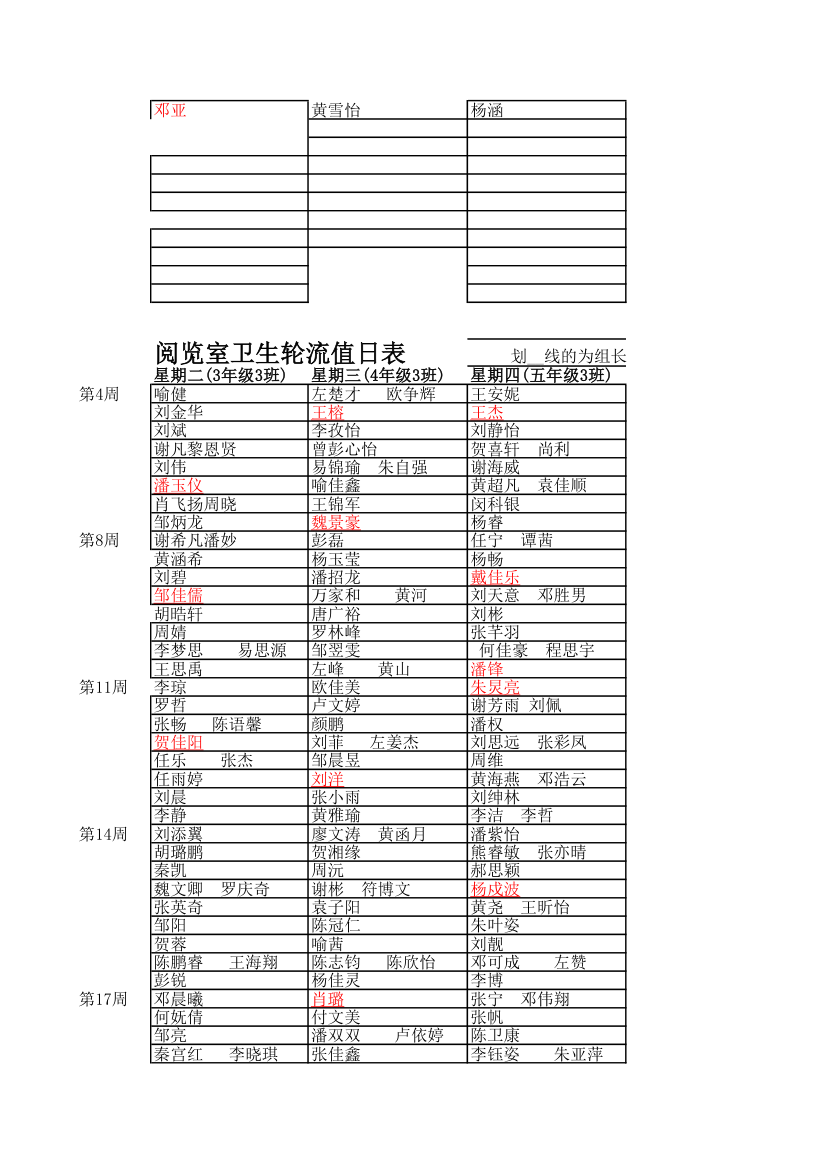 卫生轮流值日表第3页