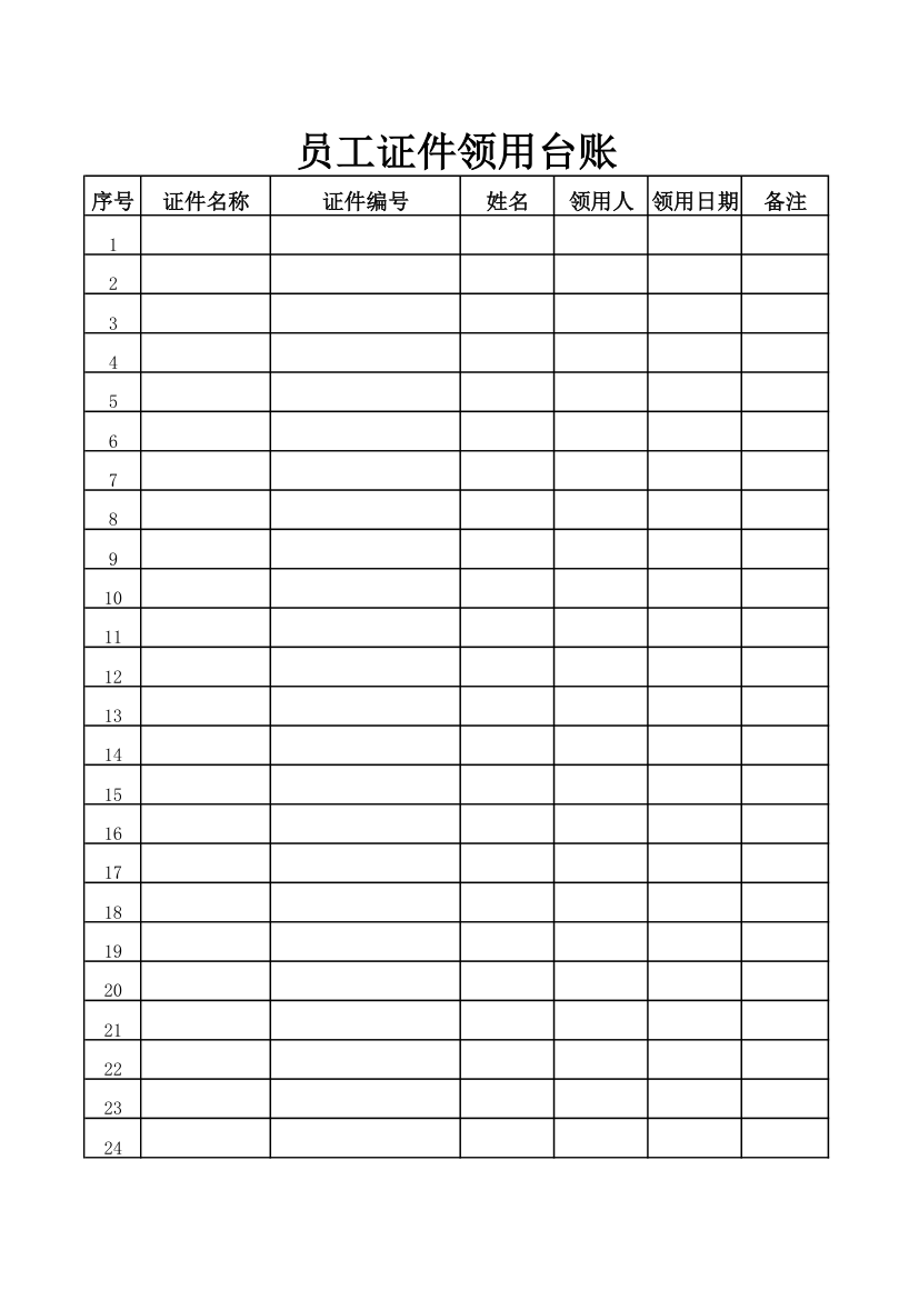 资格证件登记台账第1页