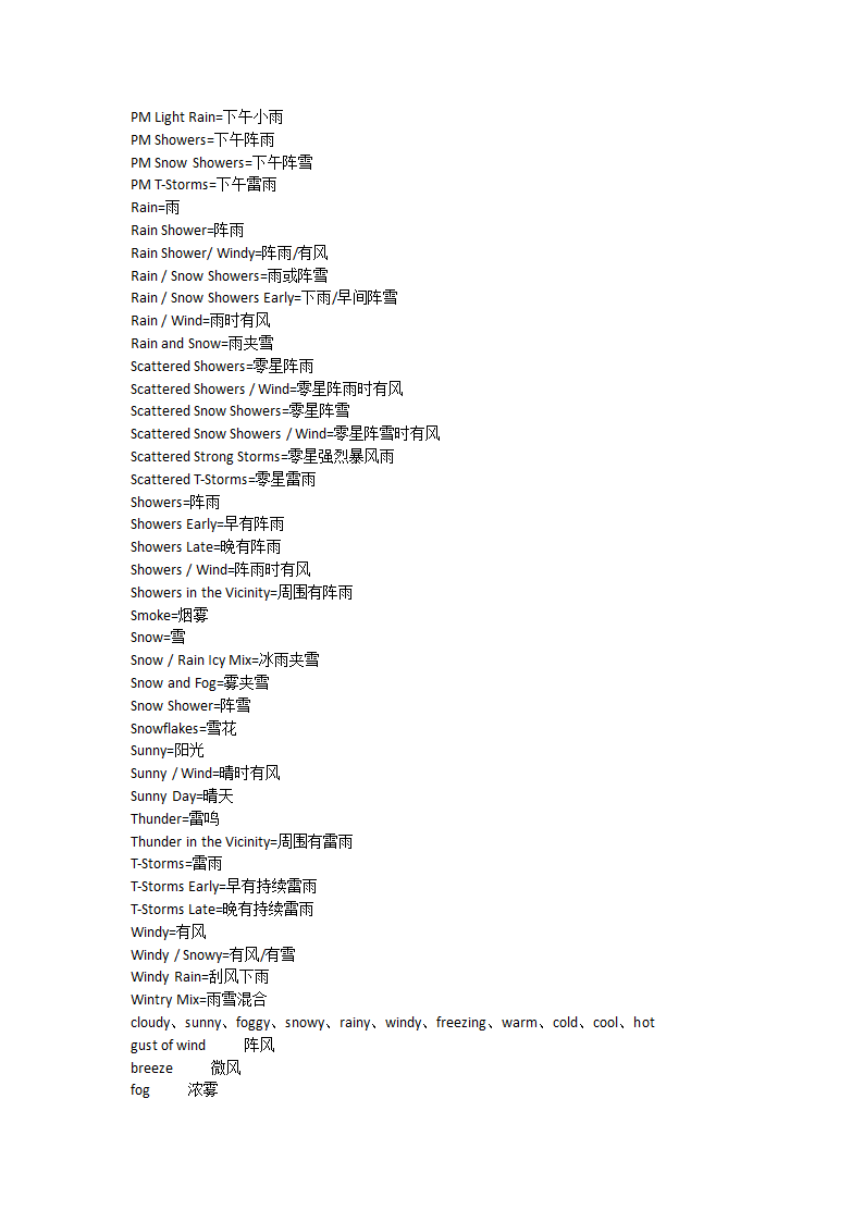 描述天气的英语单词第2页