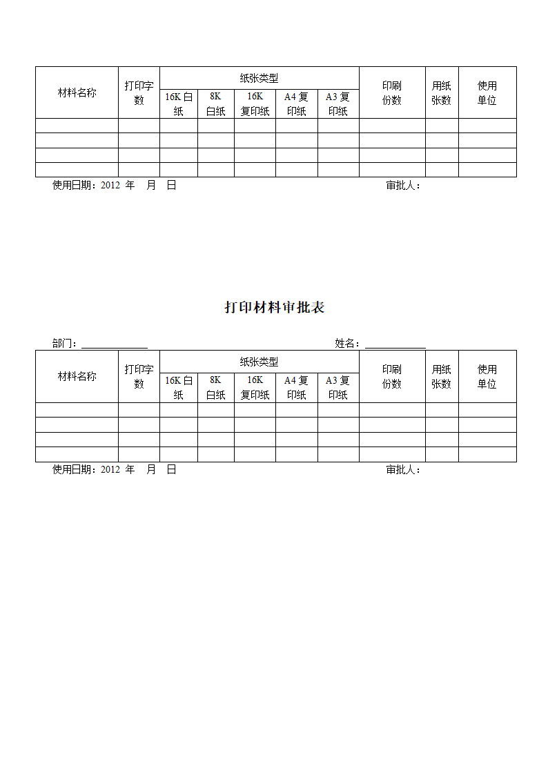 打印材料审批表第2页