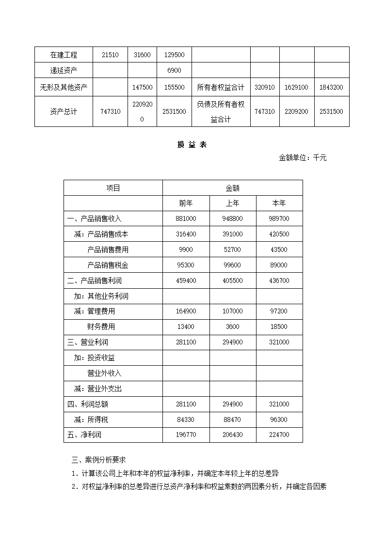 财务分析试题第11页