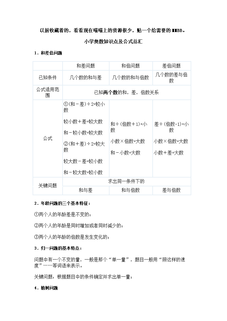 小学奥数知识点及公式总汇第1页