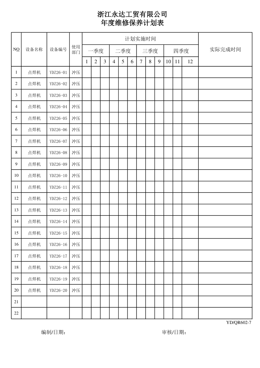 年度维修计划表第4页