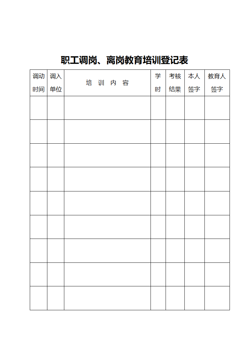 安全培训登记表格第6页