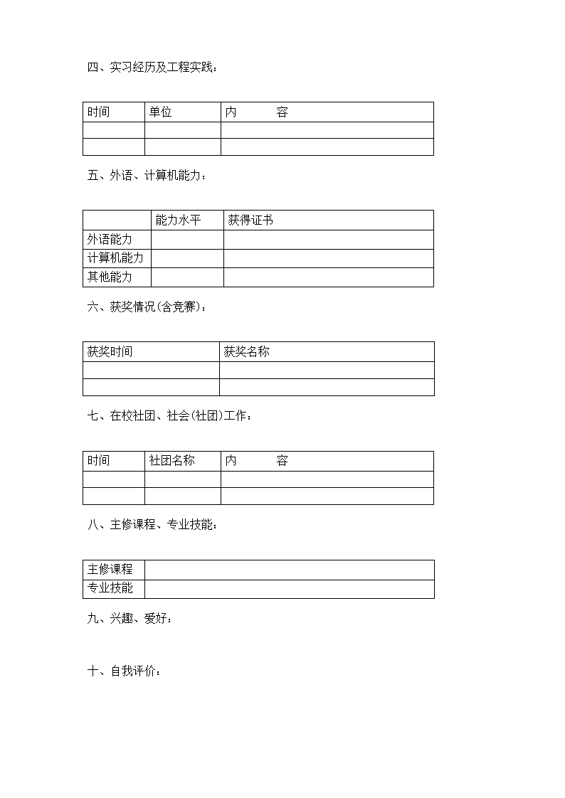 XXX的简历第2页