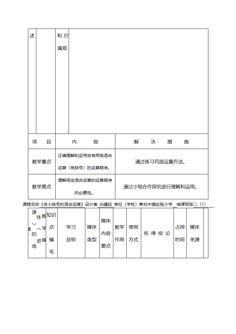 课程设计表第5页