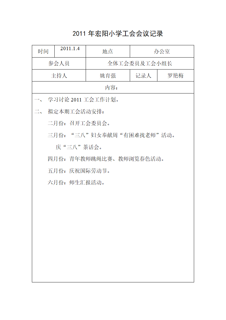 工会会议记录第1页