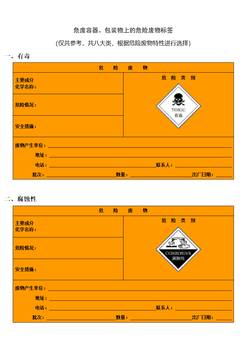 危险废物标签(仅供参考)第1页