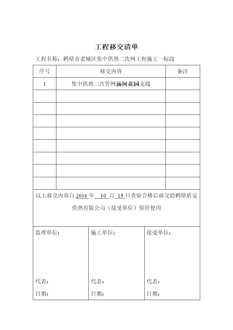 工程竣工移交证书大成第2页