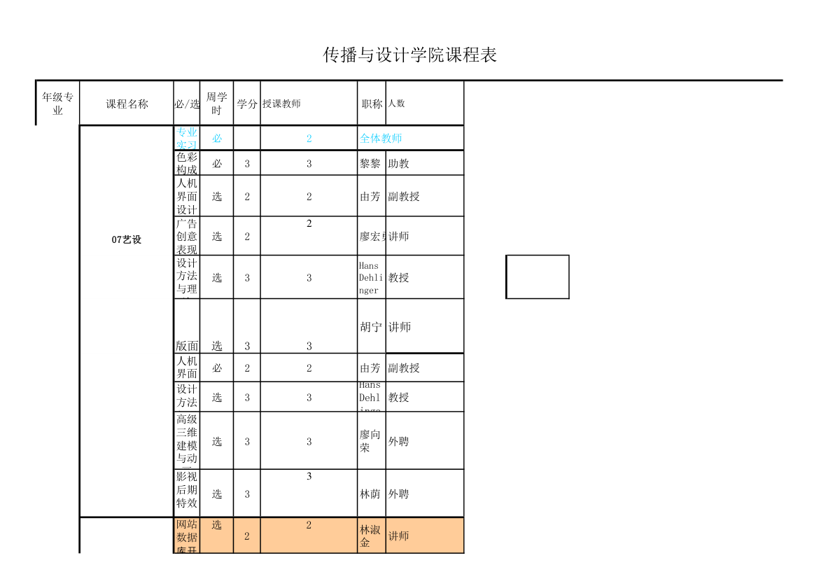 中山大学课程表