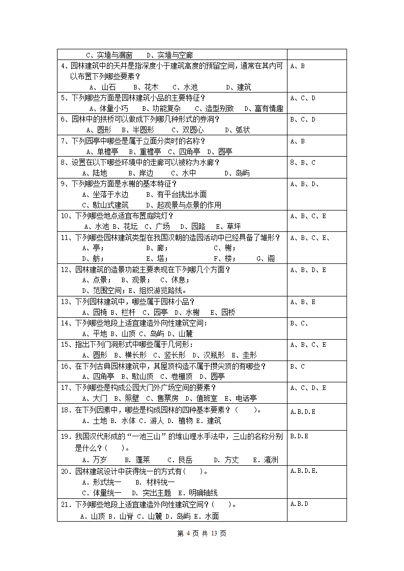 园林建筑模拟试题第4页