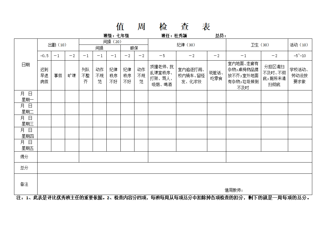 值周检查表第9页