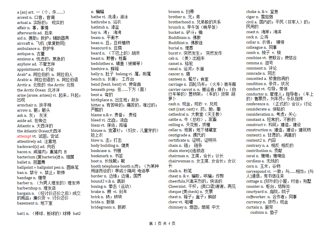 SSAT基础词汇第1页