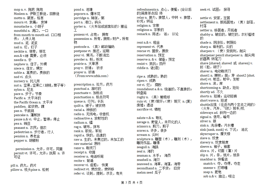 SSAT基础词汇第3页