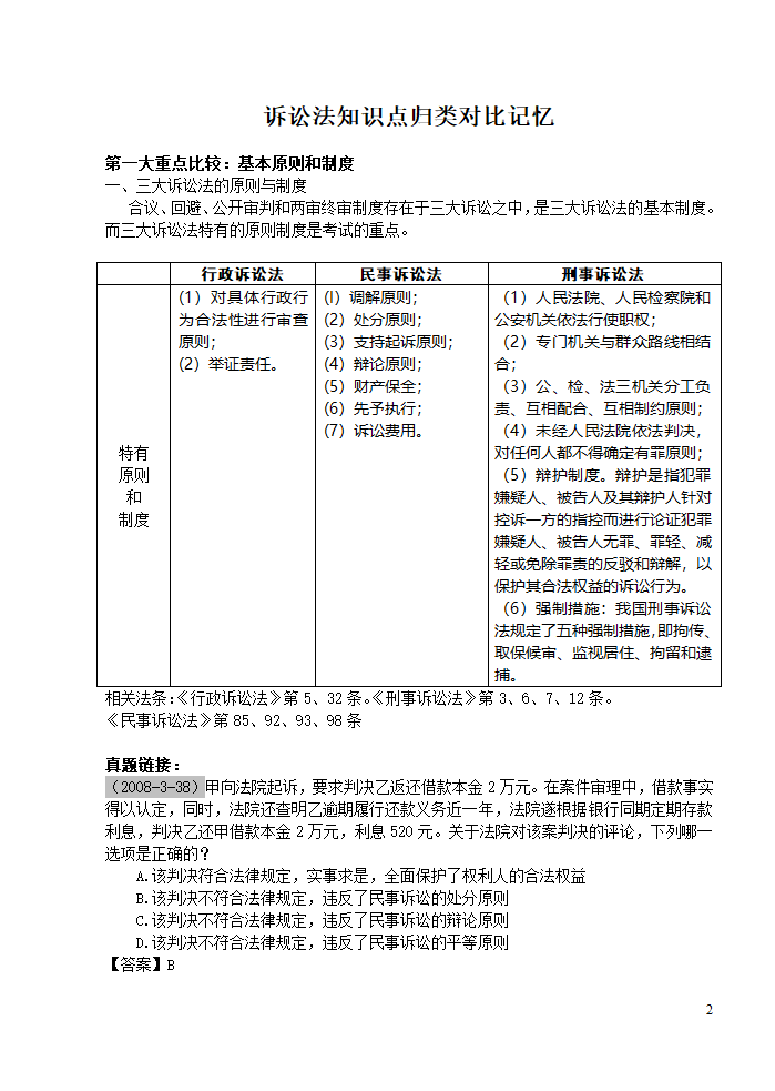 三大诉讼法知识点归类记忆第2页