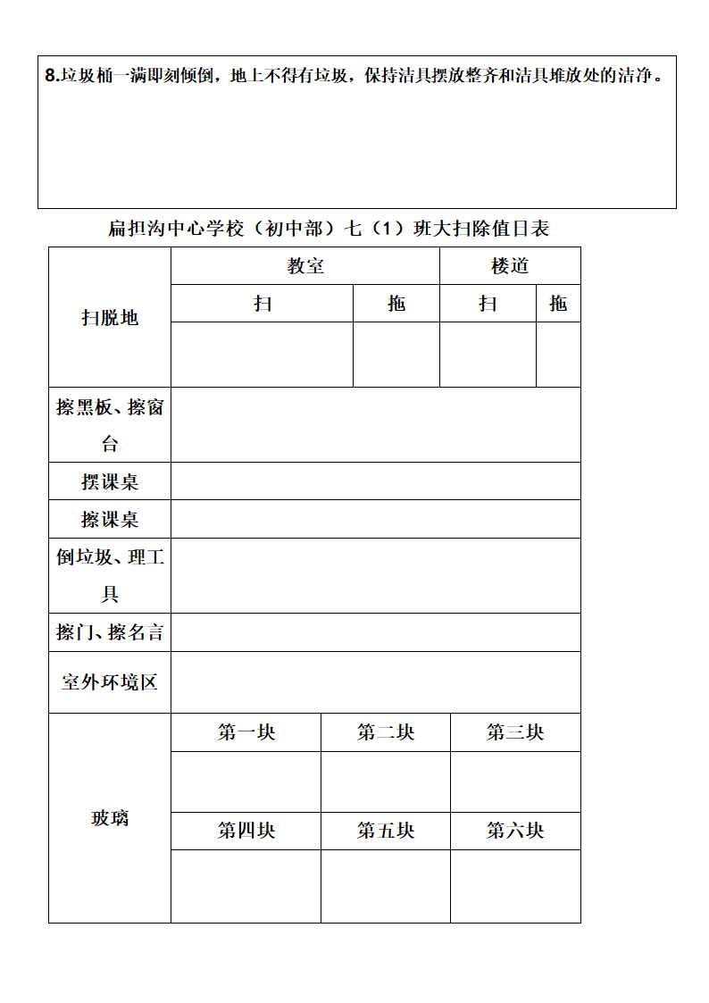 初中班级值日表模板第2页