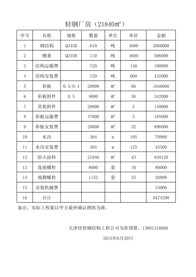 轻钢厂房报价