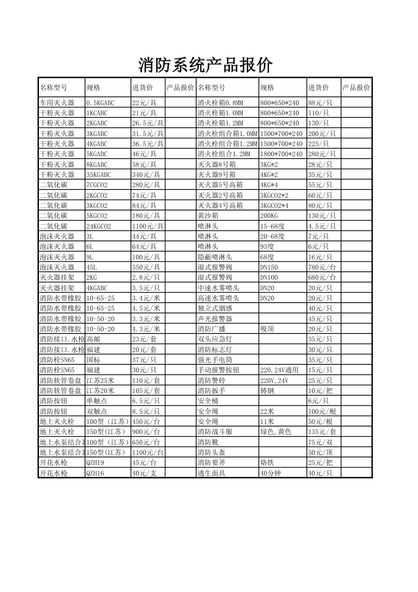 消防产品报价