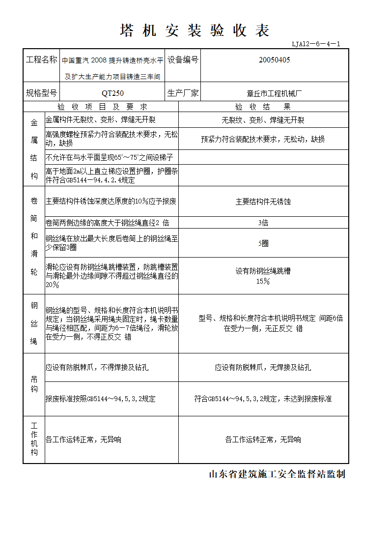 塔吊验收记录第5页