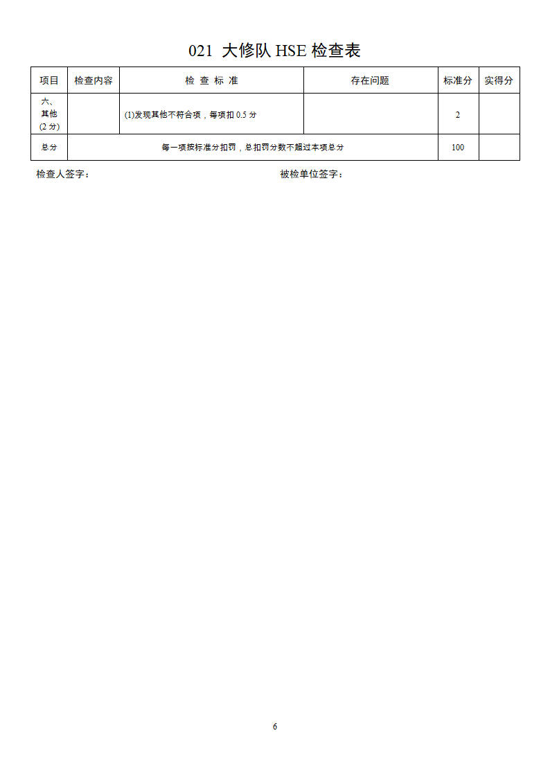 大修队HSE检查表第6页