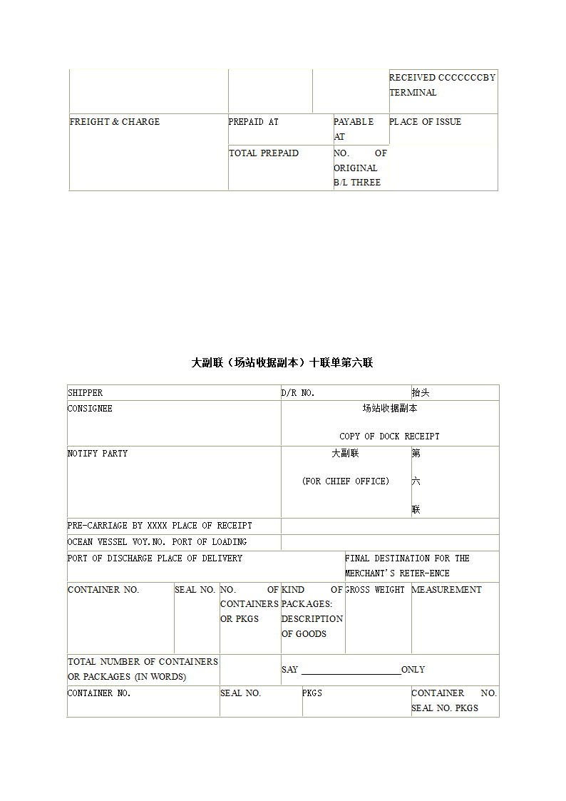 场站收据十联单样例(下货纸)1第7页