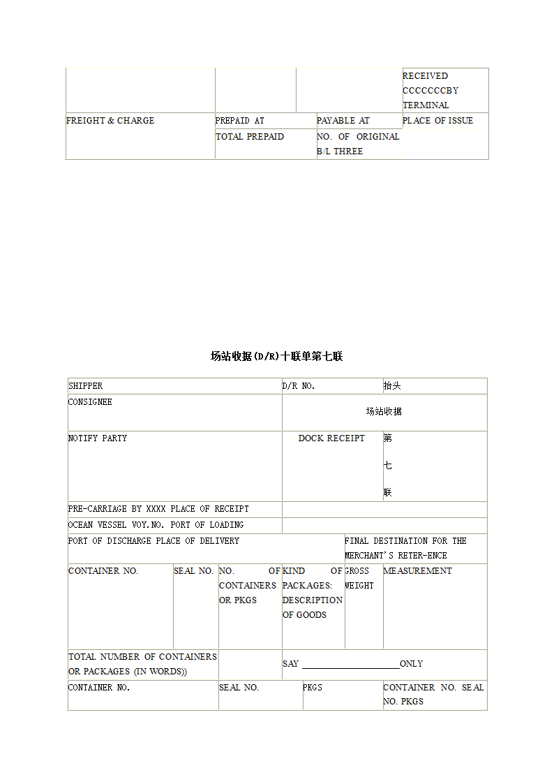 场站收据十联单样例(下货纸)1第8页